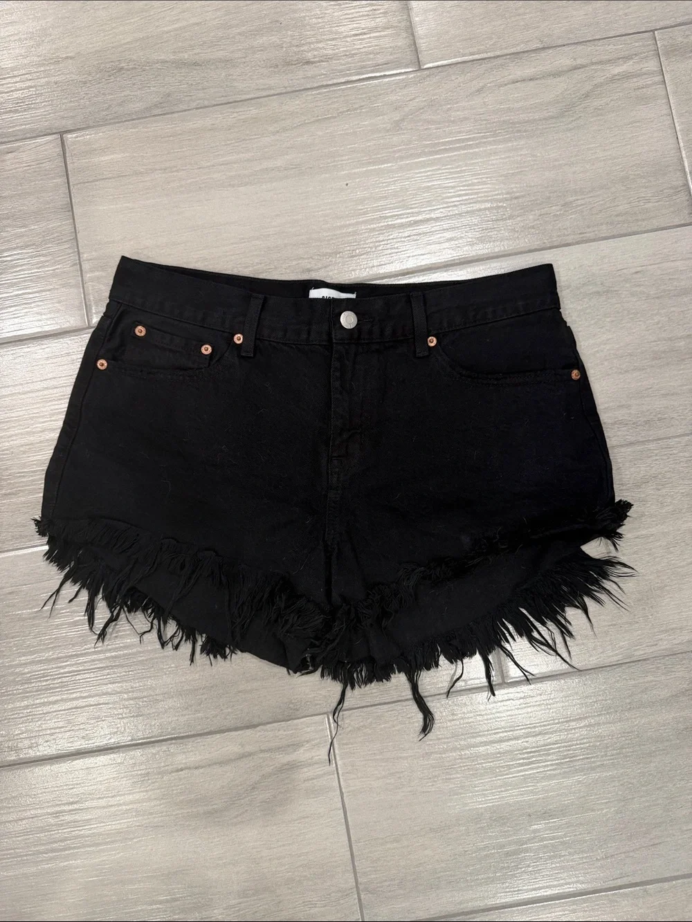 Black Frayed Denim Women's Shorts
